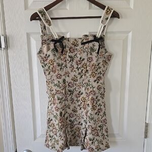 Floral Sleeveless Dress with Bow Accents